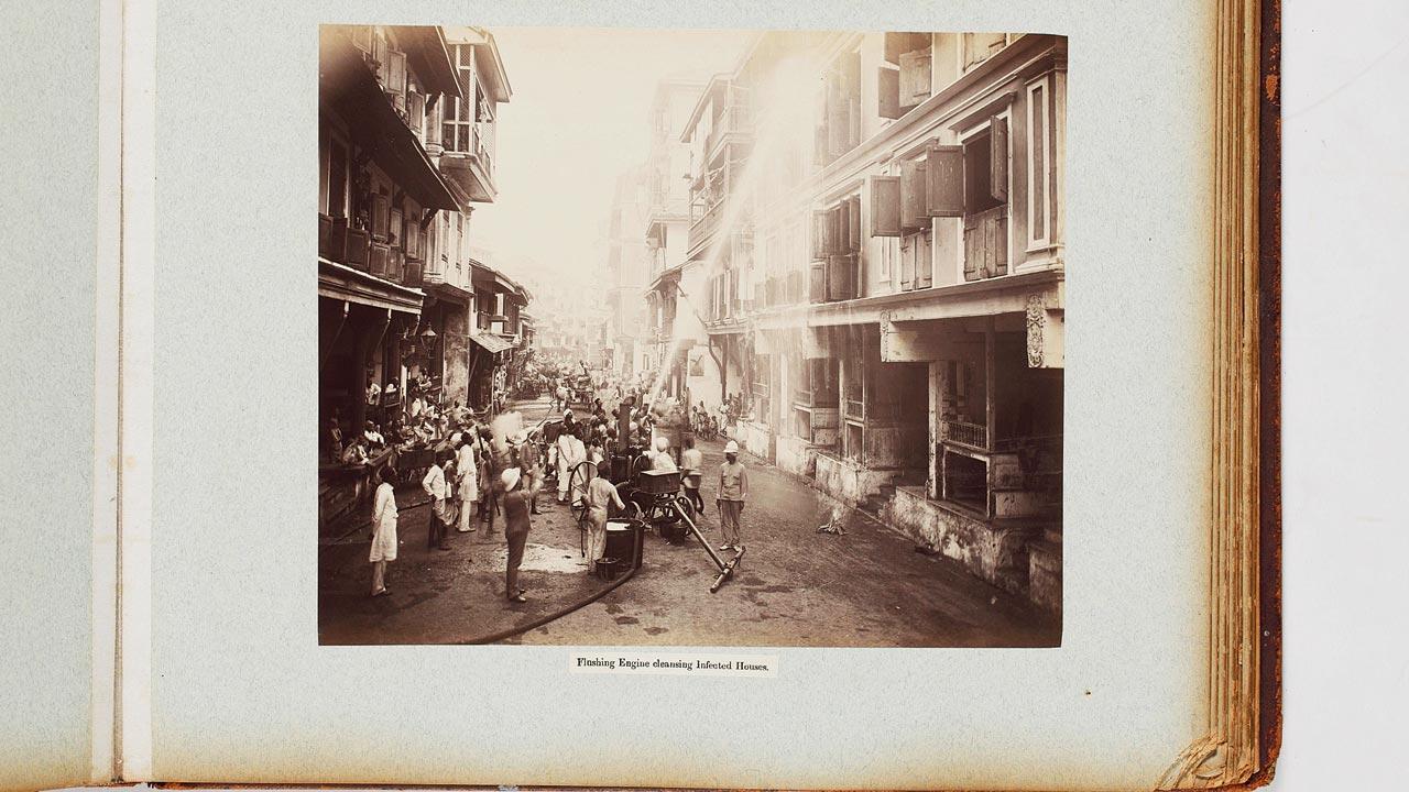 Flushing engine cleaning infected houses, from the album Plague Visitation, Bombay, 1896-1897, by FB Stewart and Captain Moss.  Pic/Sarmaya Arts Foundation
