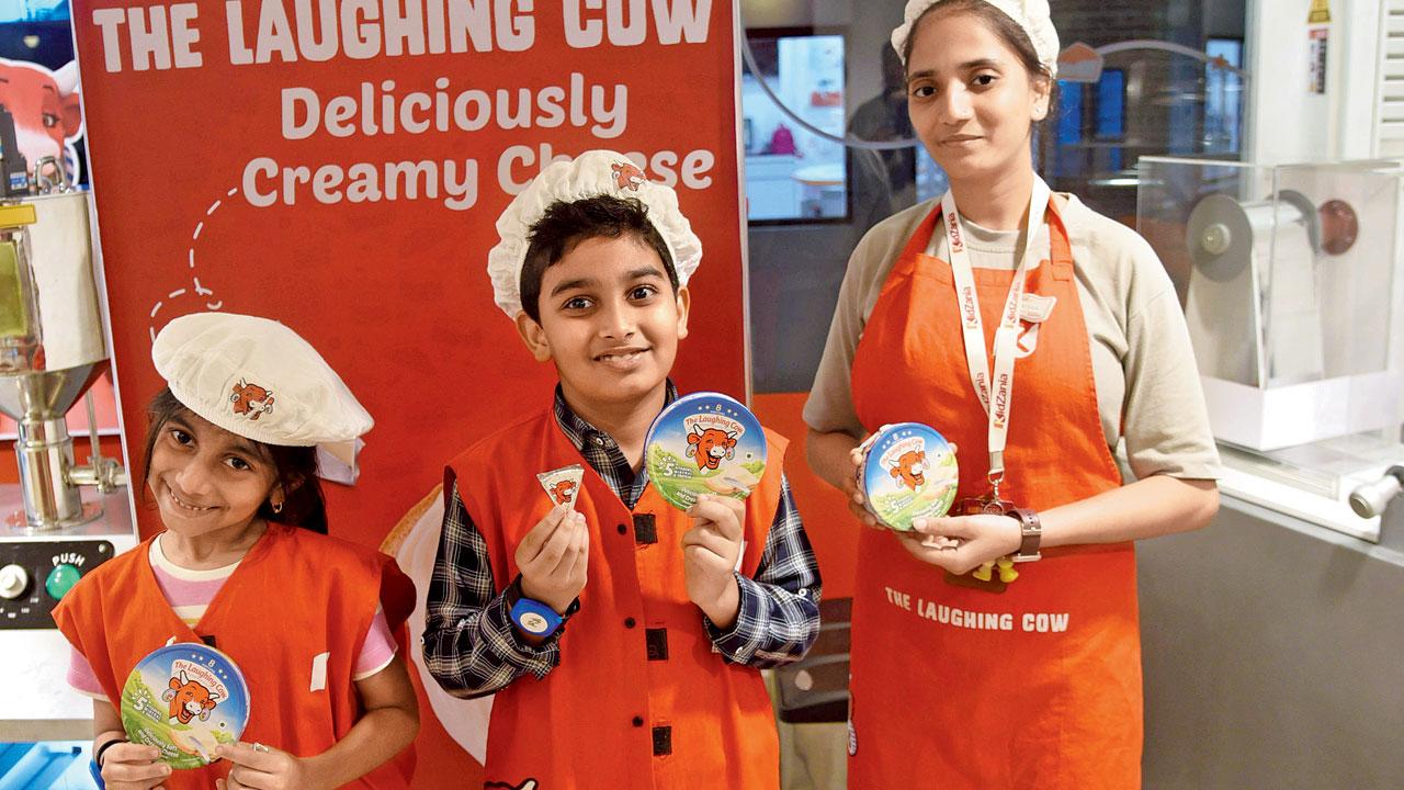 The kids show off the finished cheese. Pics/Sameer Markande
