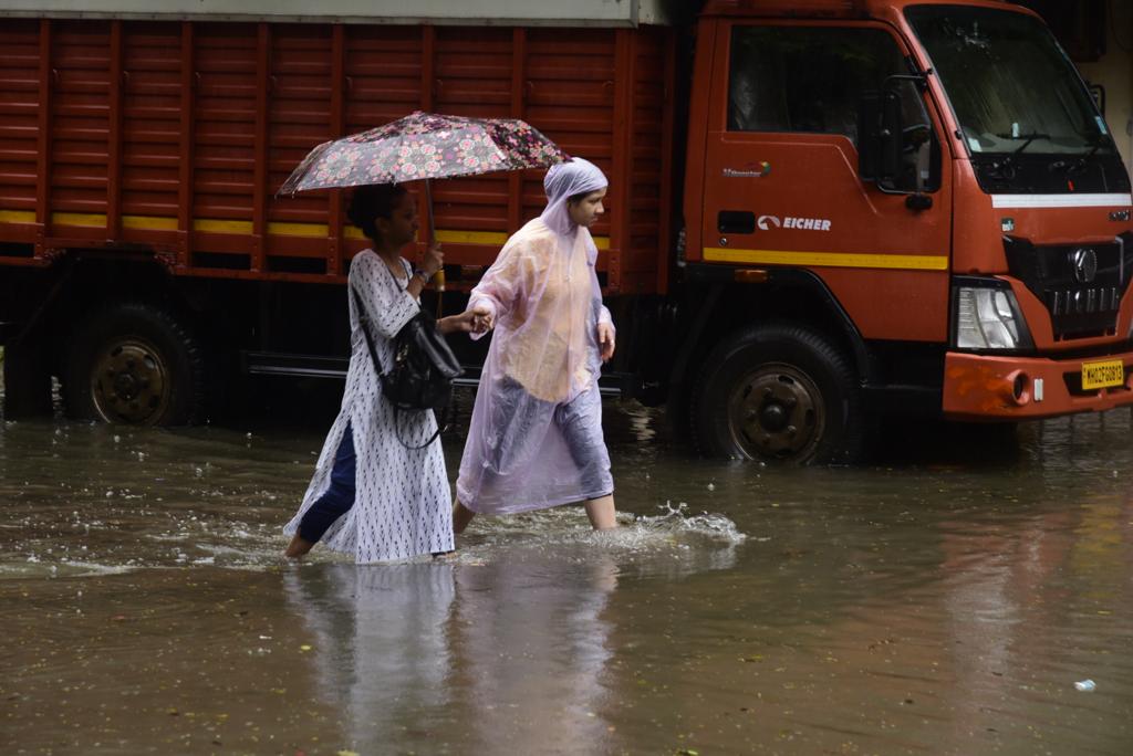 Waterlogging near Sion circle after heavy rainfall lashed Mumbai.