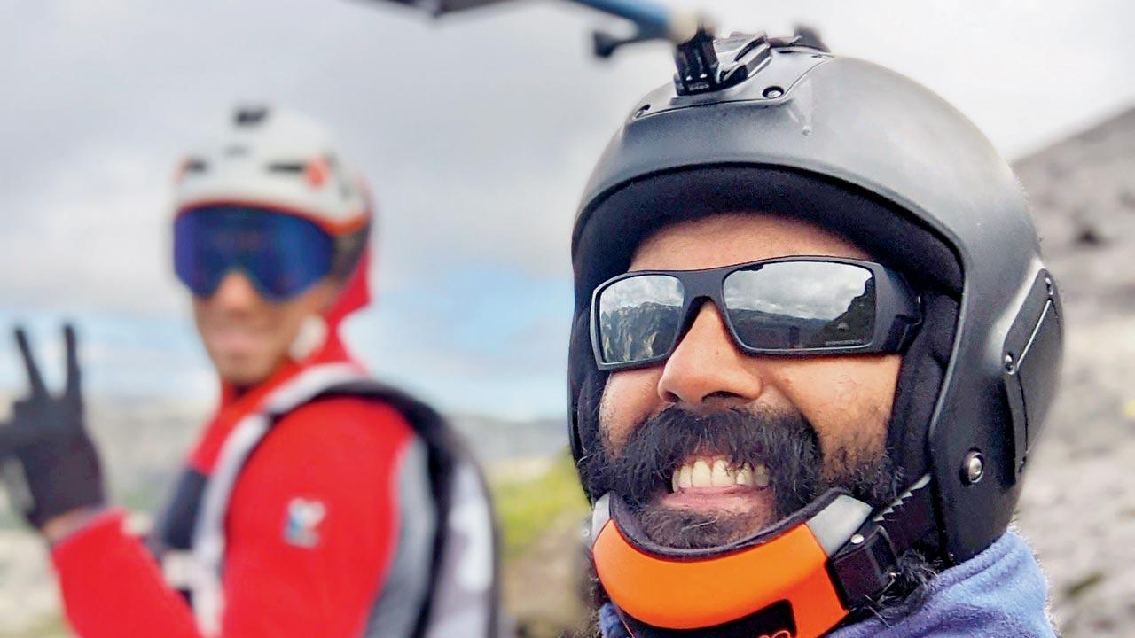 Sajid Chougle jumps into Gudvangen valley in Norway and shoots his companion doing the same. B.A.S.E jumping is believed to be more dangerous than skydiving as air flow does not stabilise motion. Falling at lower speed, B.A.S.E jumpers could tumble. Pic Courtesy/Olav Aga