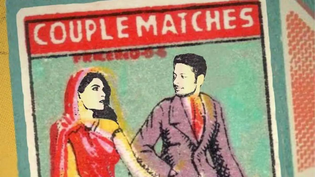 The invite has a retro 90s feel made in a shape of a matchbox that reads - “Couple Matches” with a quirky sketch of Richa and Ali in traditional garb both riding a bicycle. Read full story here