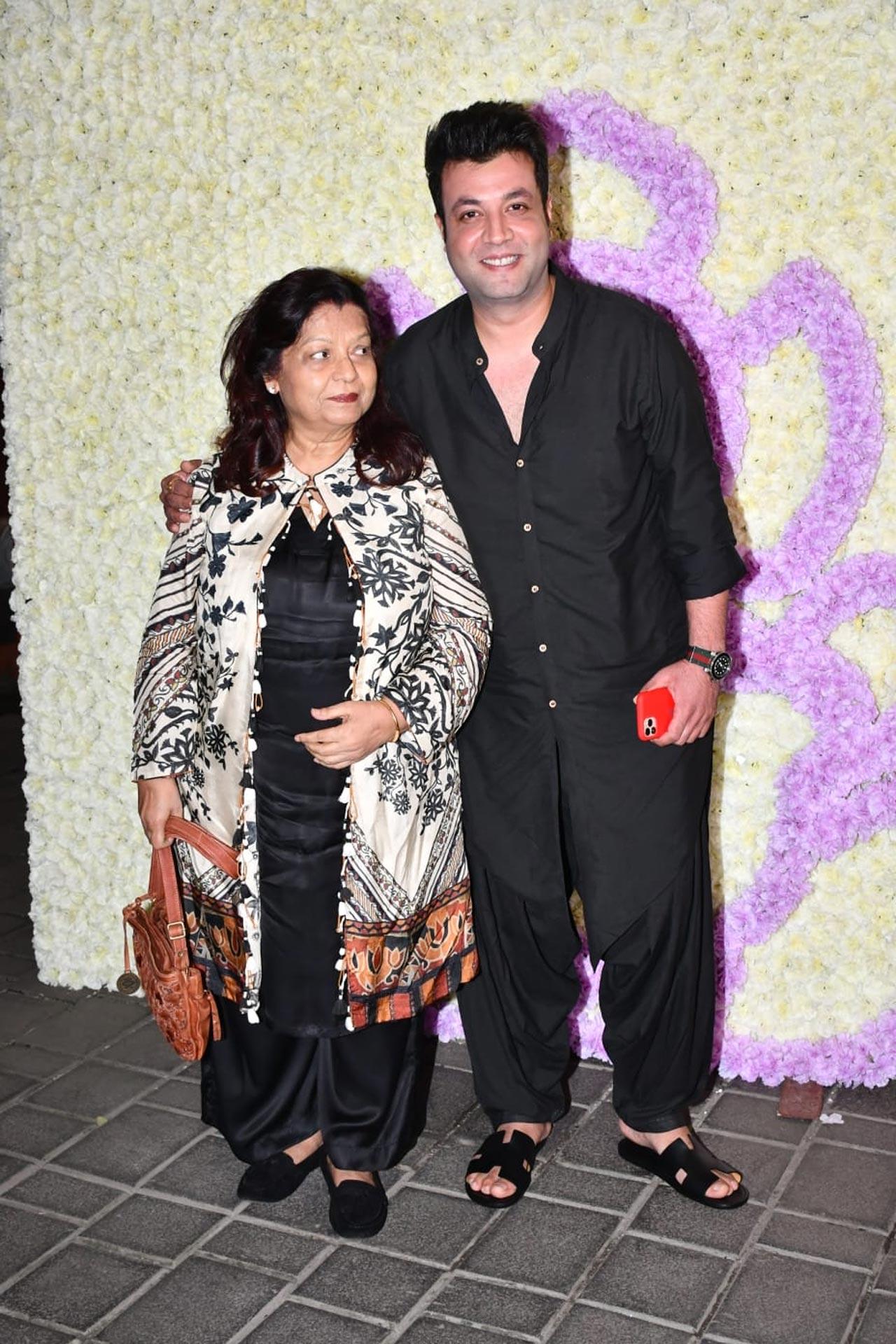 Varun Sharma, the Fukrey actor, was snapped with his mother at Arpita Khan Sharma's Ganesha celebration