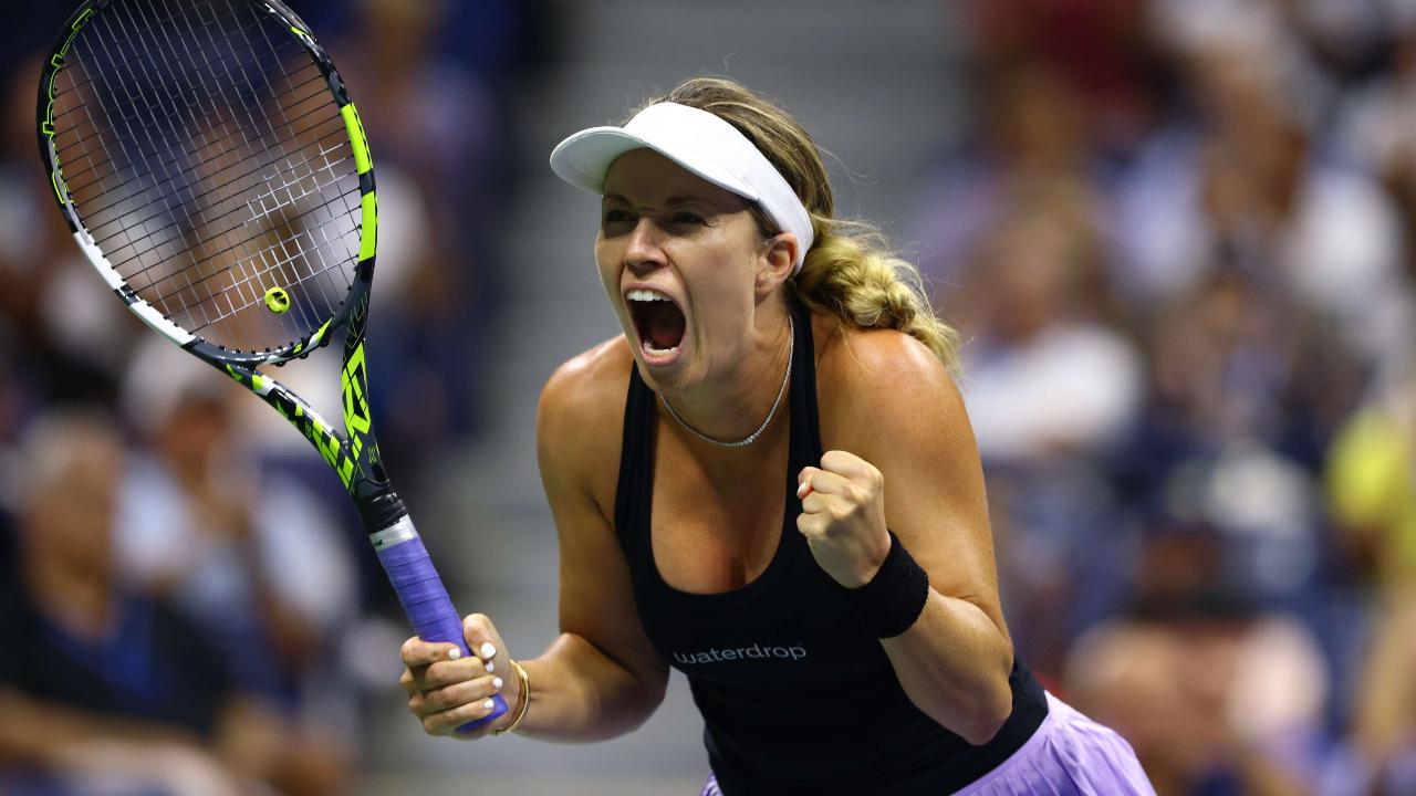 Danielle Collins of the United States shows off her emotions at the US Open 2022 tennis tournament