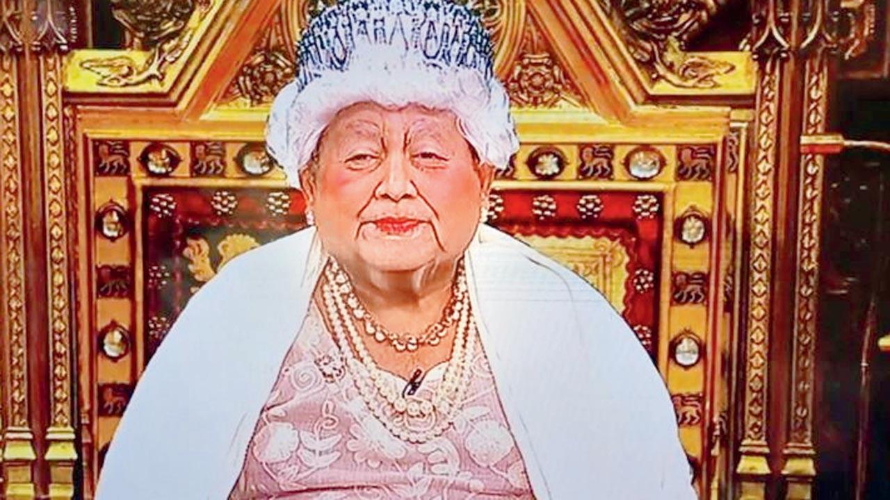 Vijayakar dressed up as Queen Elizabeth II. Pic Courtesy/Instagram