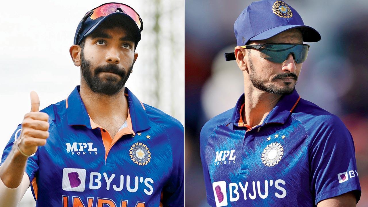 India pacers Jasprit Bumrah and Harshal Patel 