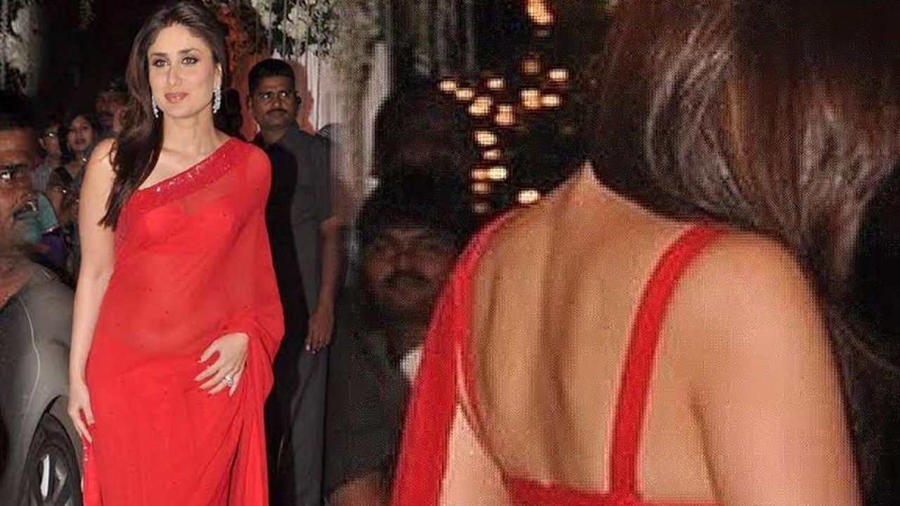 Raising The Hotness Quotient and How!
Kareena wore a red hot saree when she stepped out as a newly-wed. To add to the glam look, she also added a pop of sindoor and kept the rest of her styling quite simple. Since red is such a bold and bright colour, it always works to not go overboard with your makeup or jewellery. Although you can sport a sexy blouse with it, as seen here.