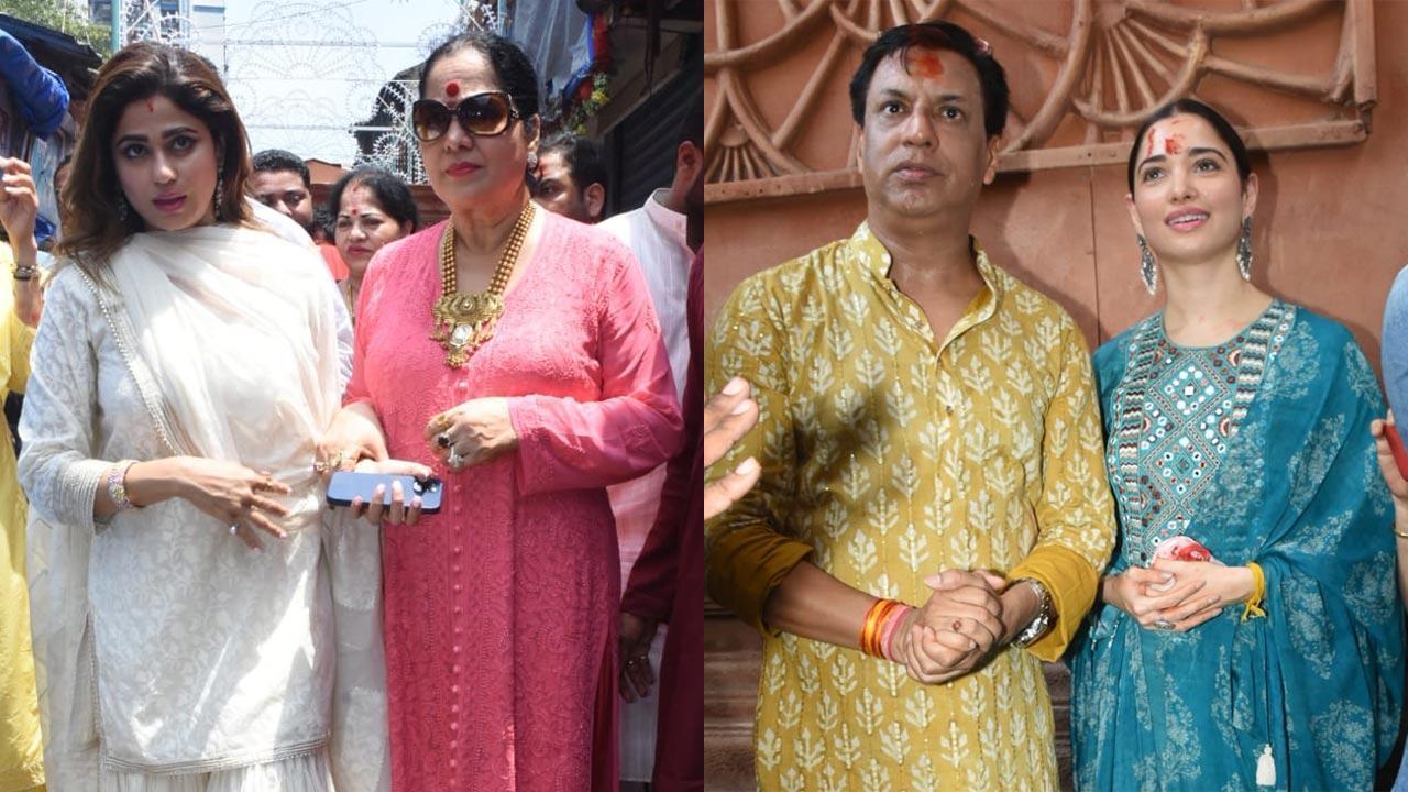 Shamita Shetty, Madhur Bhandarkar, Tamannah Bhatia at Lalbaugcha Raja