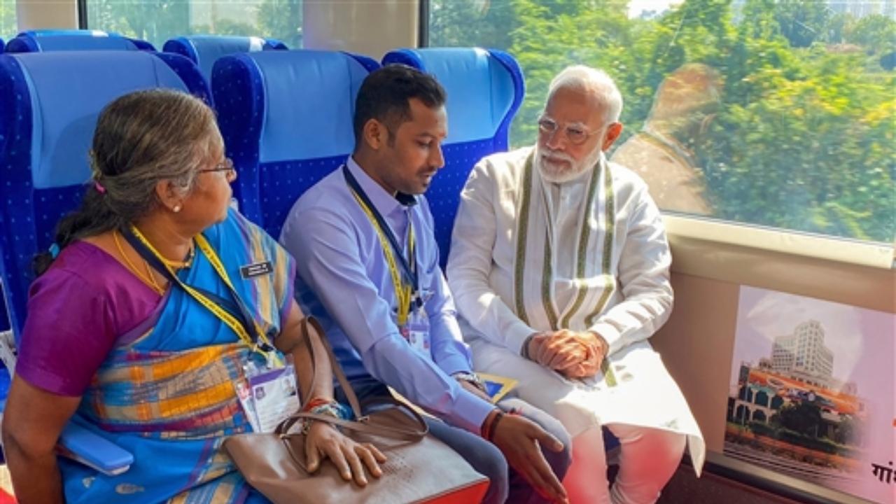 Gujarat: PM Modi flags off Vande Bharat Express train between Gandhinagar and Mumbai