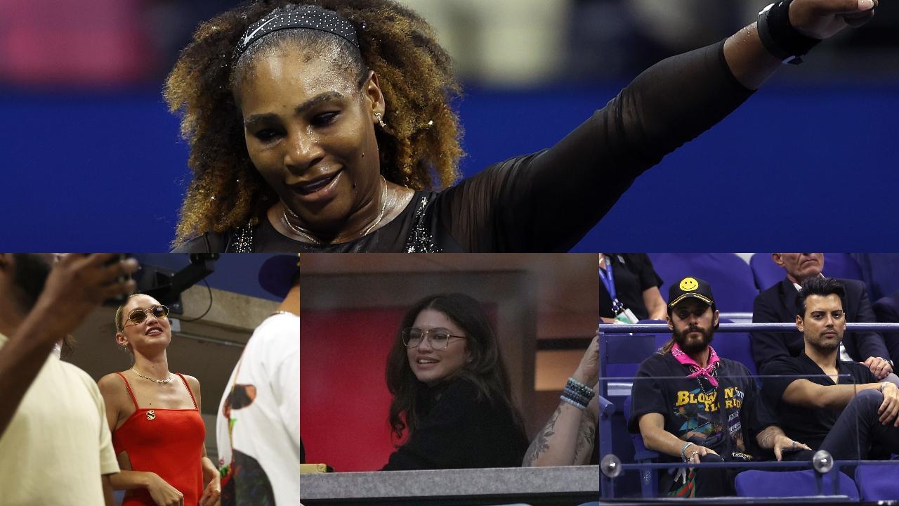 A collage of Serena Williams, Gigi Hadid, Zendaya and Jared Leto. Pic courtesy/AFP and Official Twitter handle of US Open
