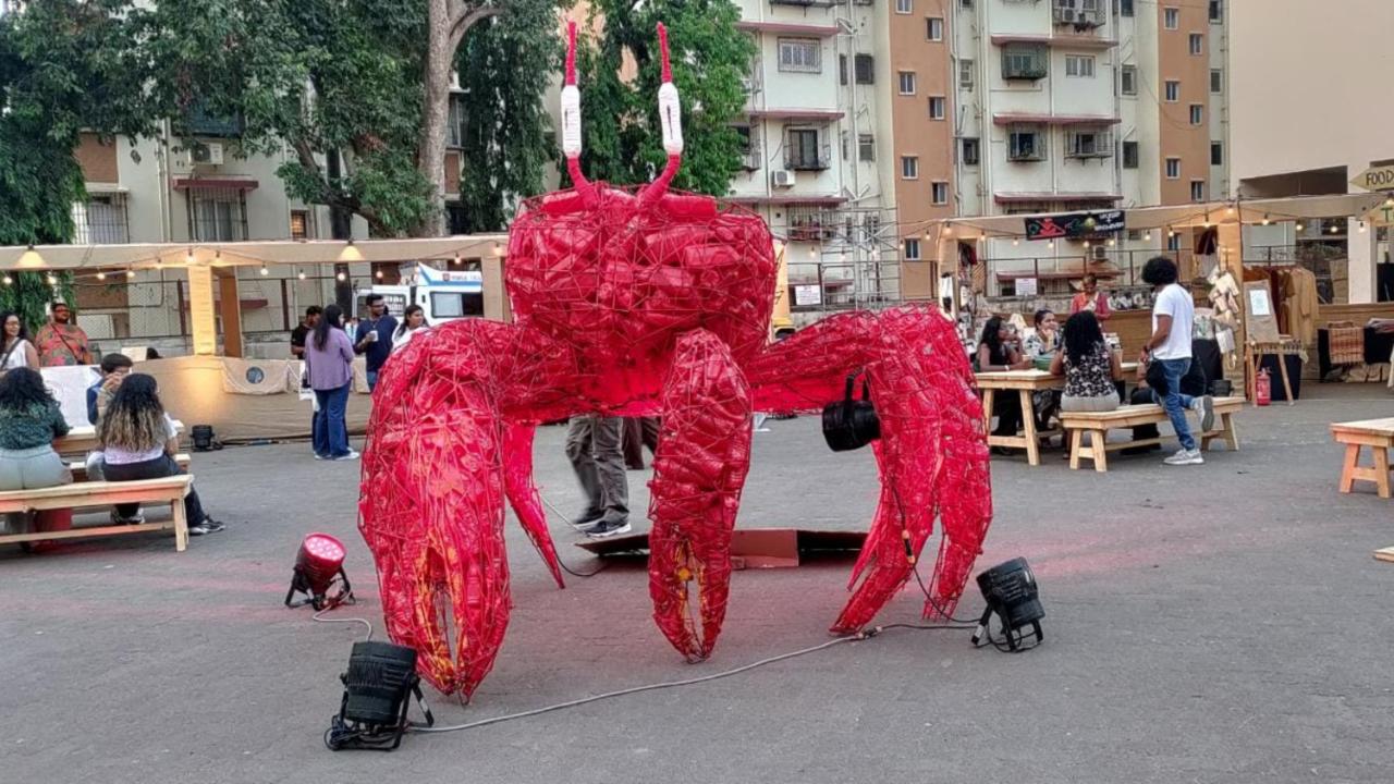 Keeping with the environmental theme, there were many interesting art installations and interactive artworks at the festival. One that caught everybody's eye including young and old was this giant red crab made from recycled materials. Photo Courtesy: Nascimento Pinto