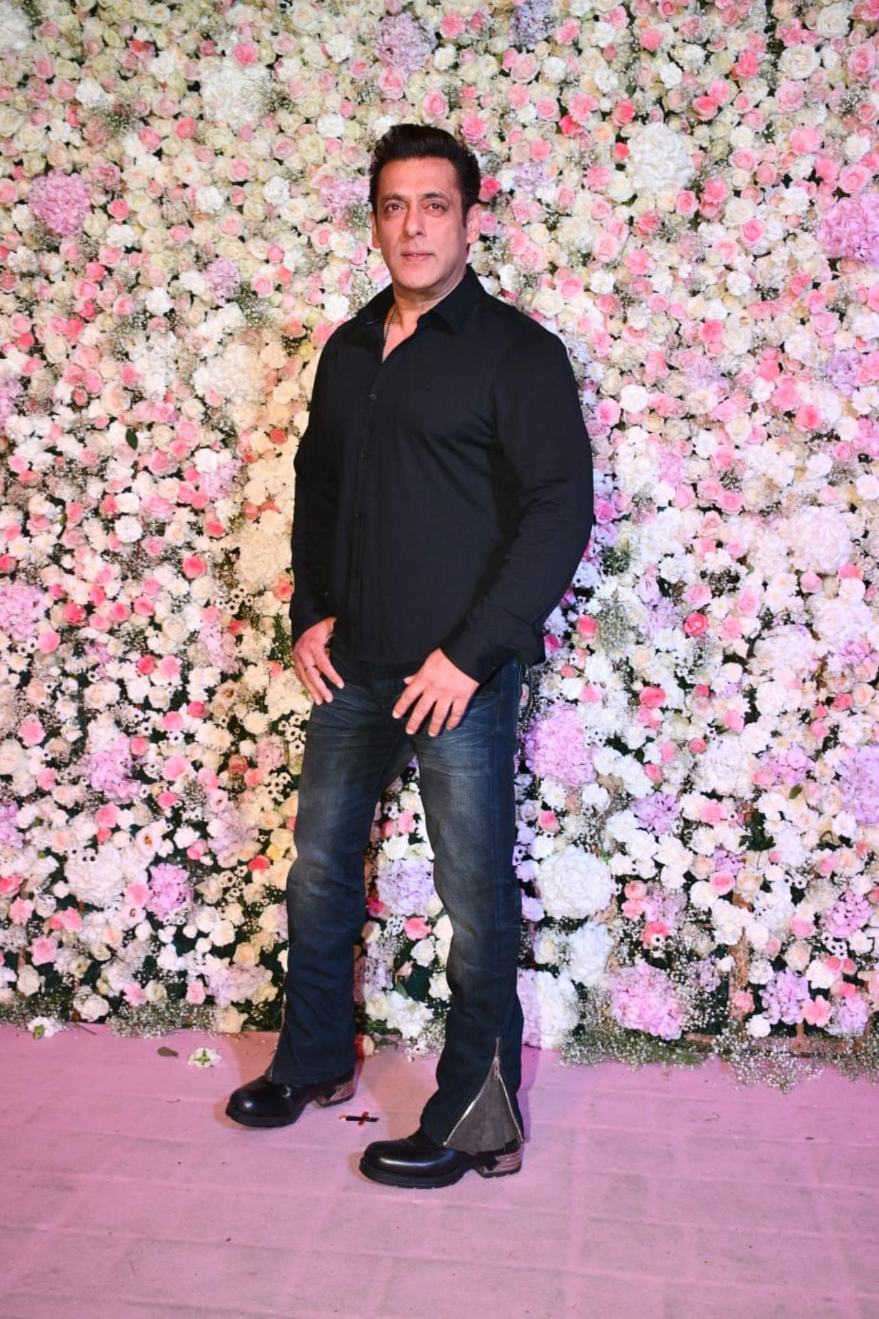 Salman Khan looked uber stylish in a black shirt and denims