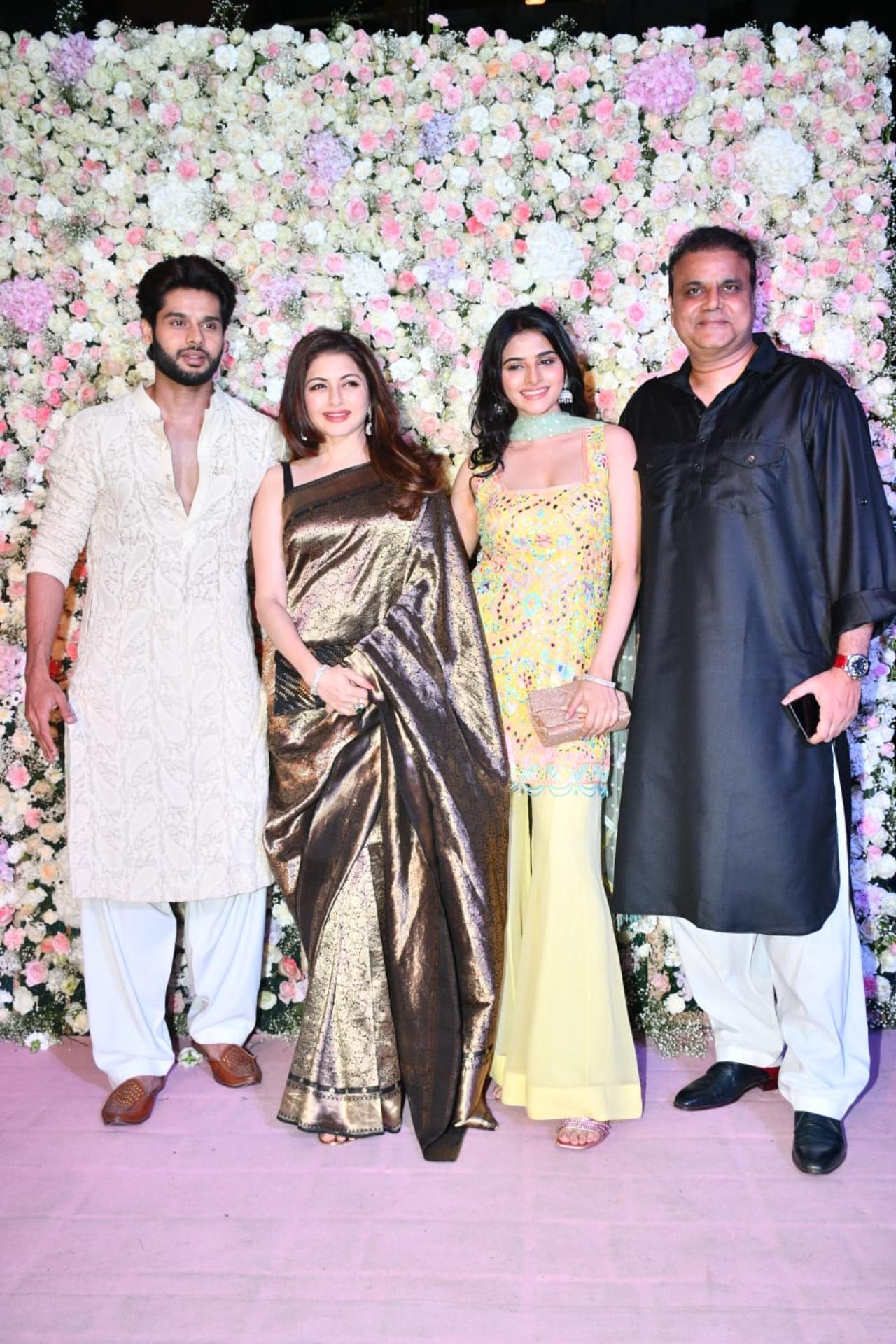 Actor Bhagyashree arrived along with her family for the party. She recently made a cameo in Salman Khan-starrer 'Kisi Ka Bhai Kisi Ki Jaan'