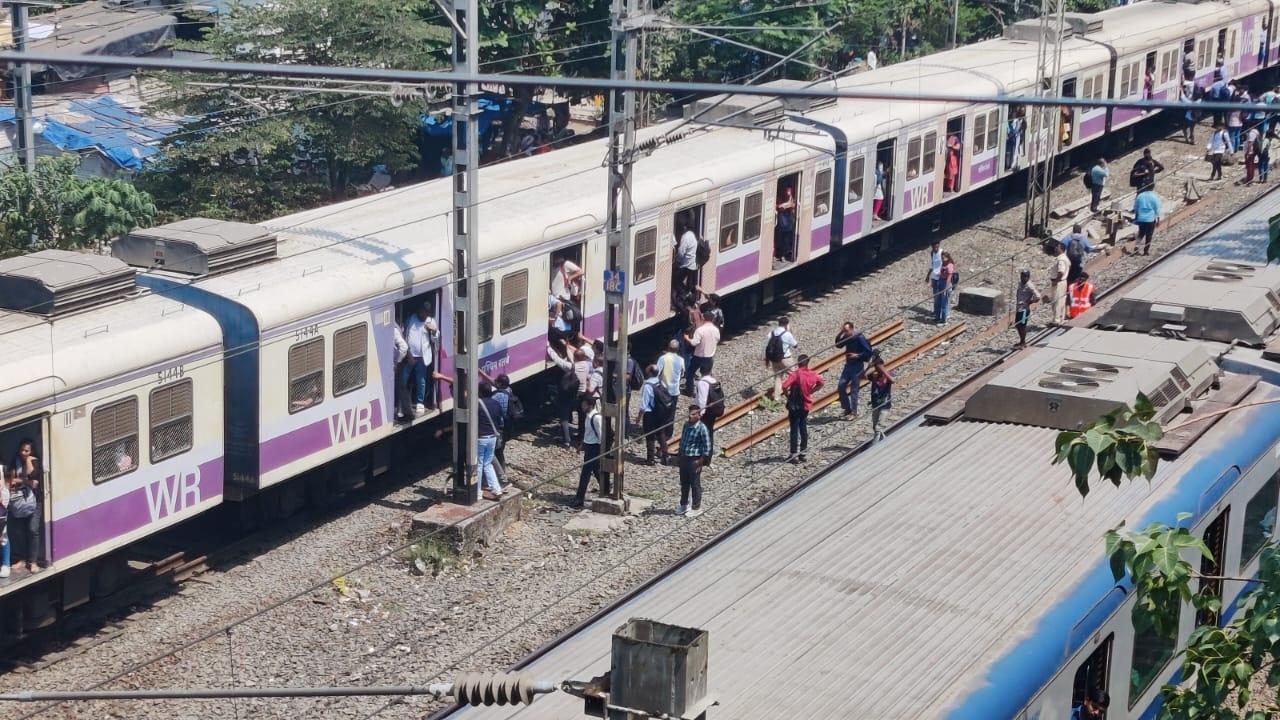 The suburban services were affected at around 10 am after the wire over a Churchgate-bound fast line snapped between Dahisar and Borivali stations, Western Railway officials said