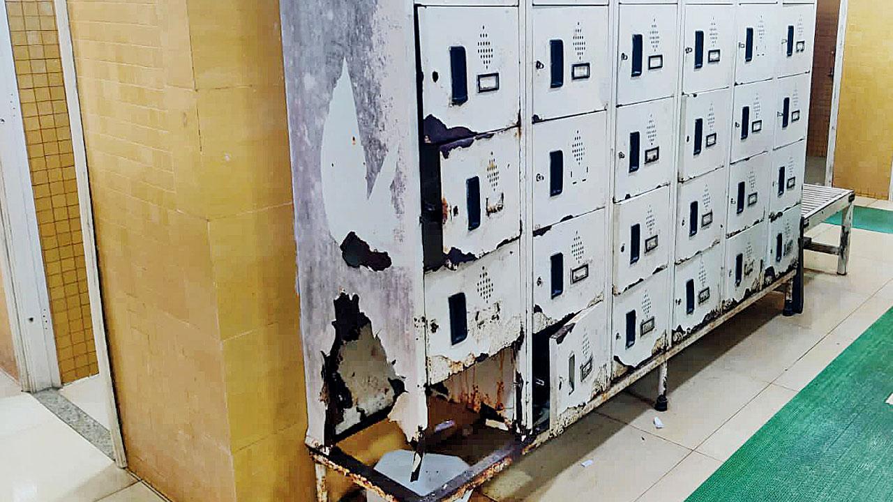 The pool administration says corroded lockers would be removed soon