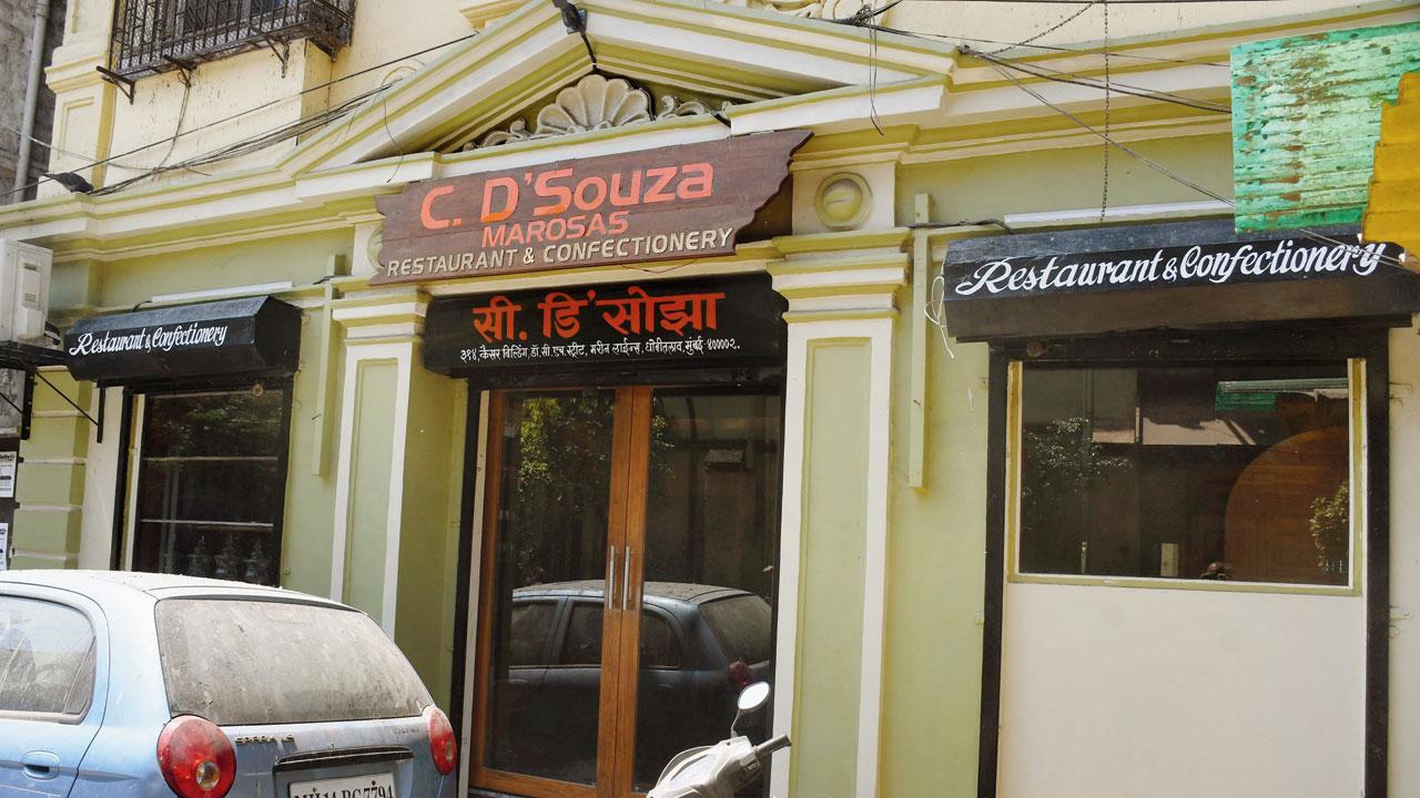The facade of the restaurant, which is situated opposite Our Lady of Dolours Church, Sonapur