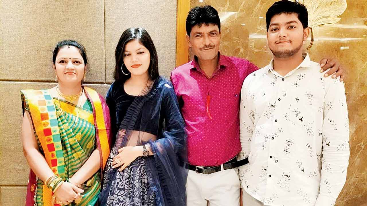 An undated photo of Darshan Solanki (right) and his family