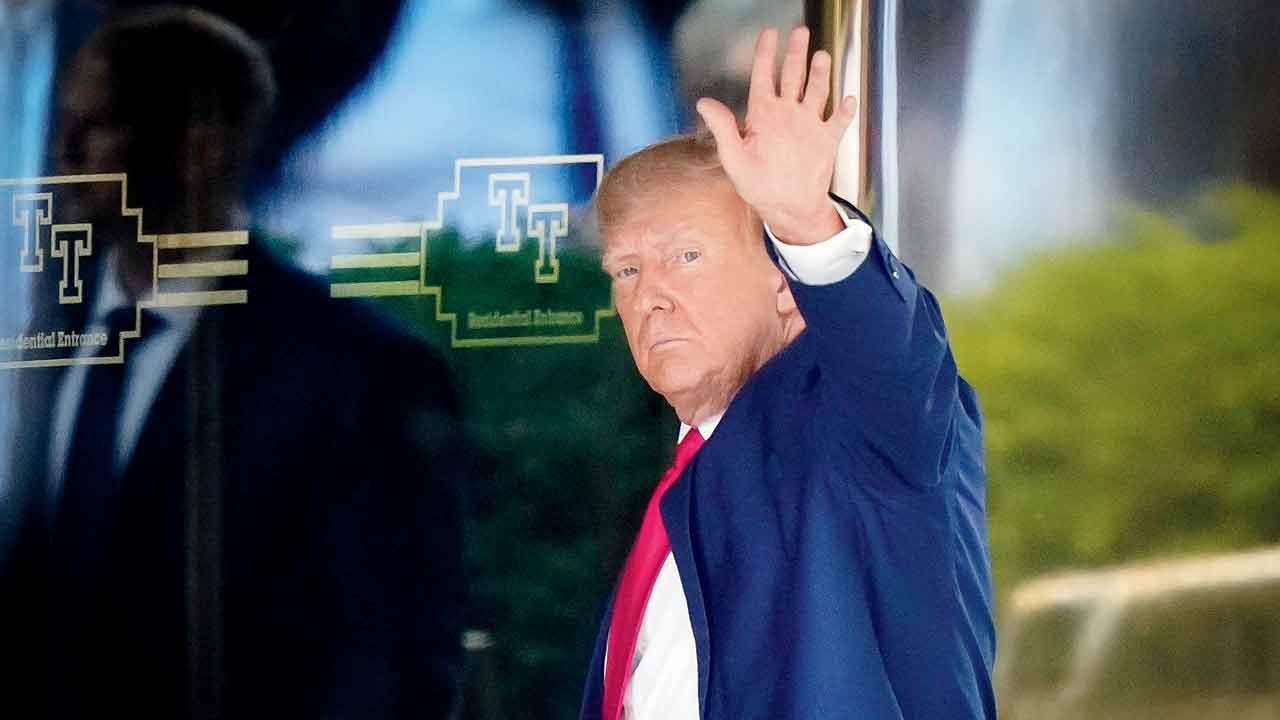 Former President Donald Trump arrives at Trump Tower in New York Monday