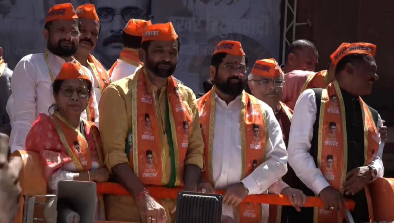 Watch video: Eknath Shinde takes part in `Savarkar Gaurav Yatra` in Thane Watch video: Eknath Shinde takes part in `Savarkar Gaurav Yatra` in Thane
