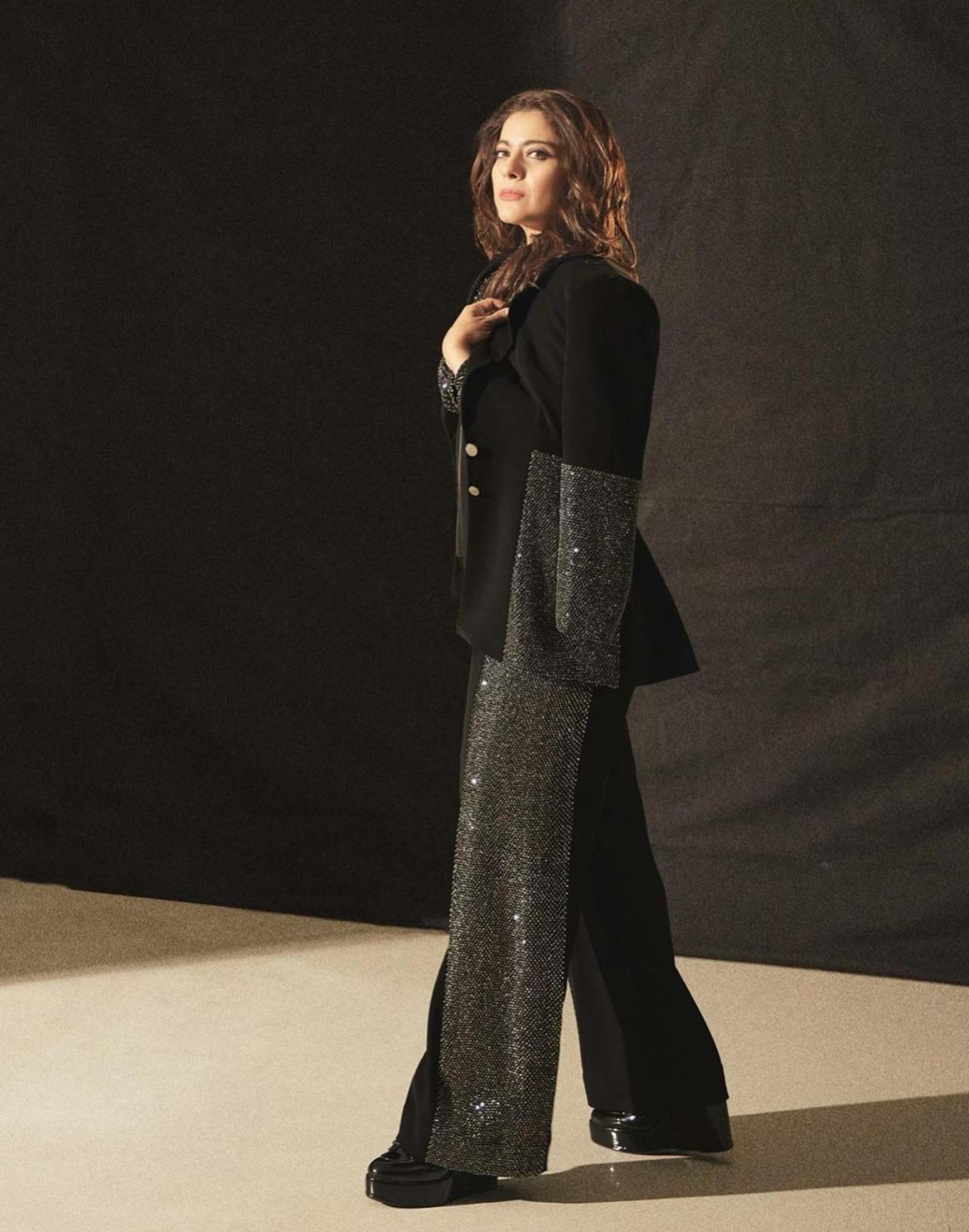 Kajol opted for a pantsuit and gave ultimate boss lady vibes in this outfit. She revealed that she was inspired by Ajay Devgn, Aamir Khan, Salman Khan, and Shah Rukh Khan to be the red carpet hero. She also wore Devgn's watch with her outfit