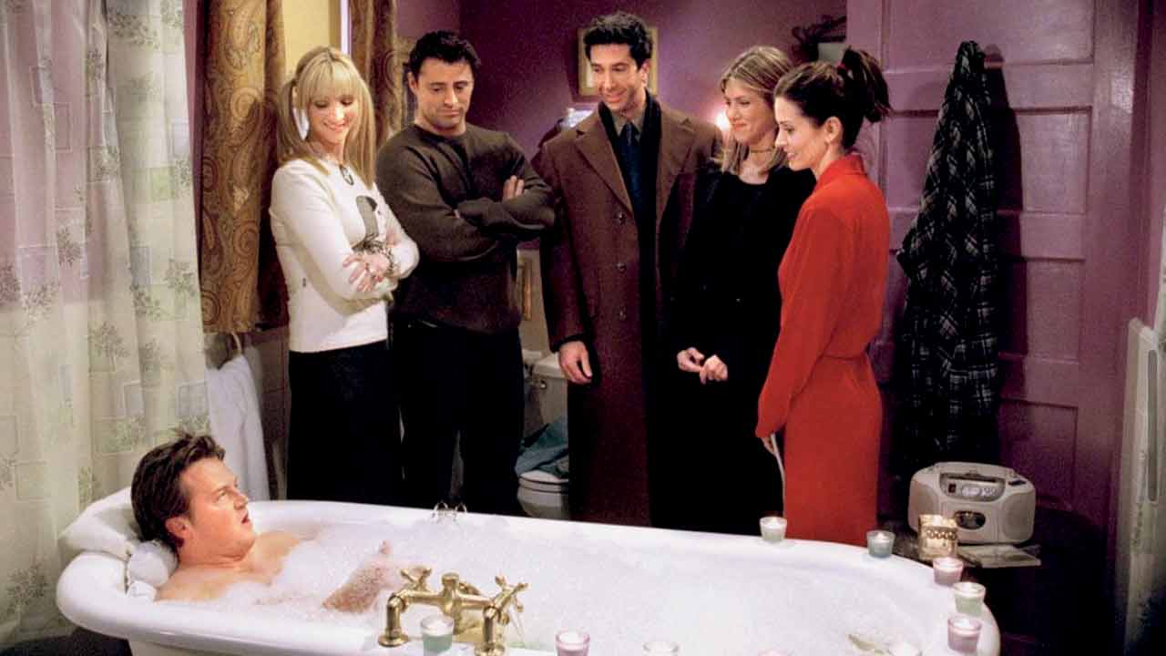 The Friends cast in the episode: The one where Chandler takes a bath. Pic courtesy/Instagram