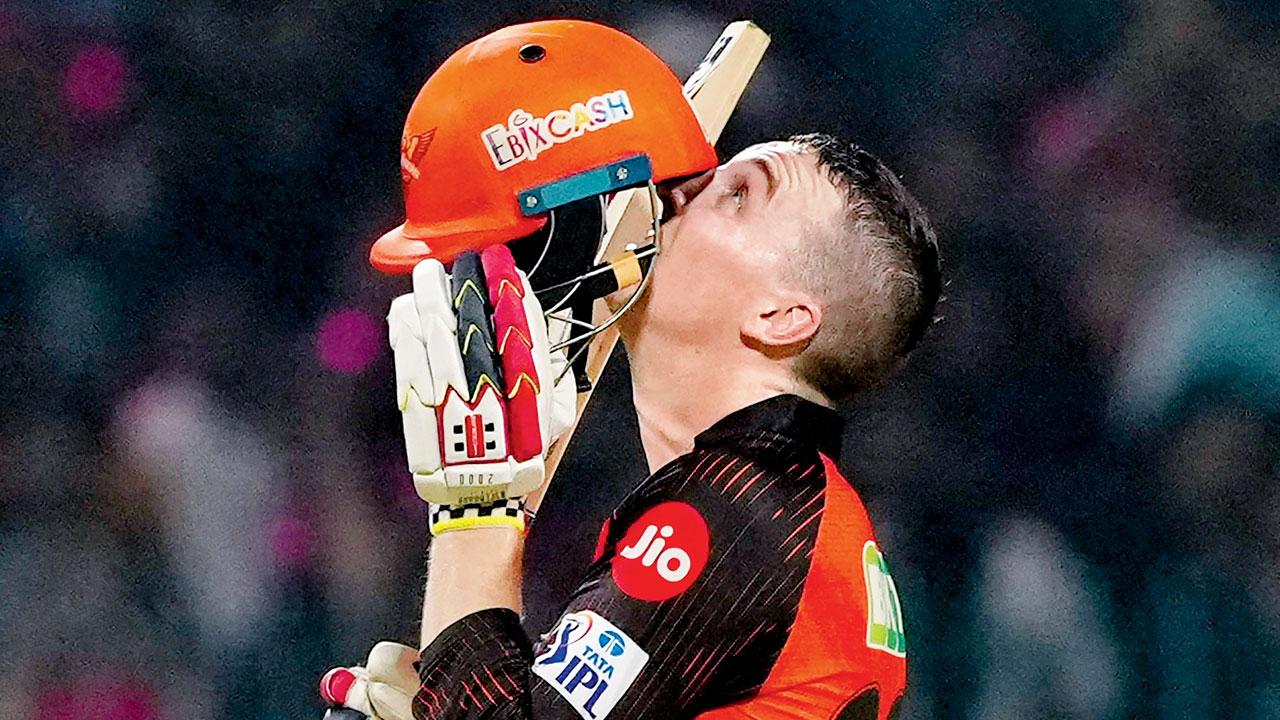 All eyes will be on SRH’s last-match centurion Harry Brook when they face MI today. Pic/PTI