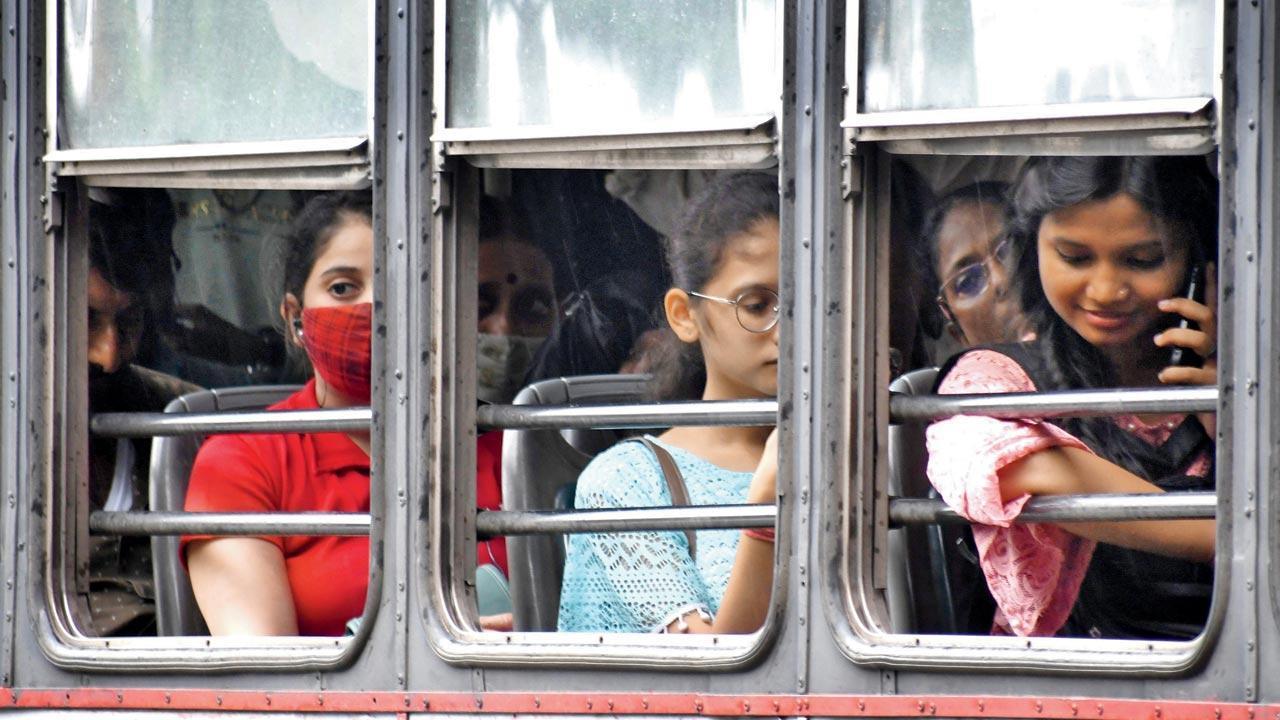 “The regulation is for all passengers travelling on BEST buses. The public is required to use headphones while watching videos or listening to audio clips on their mobile devices,” a spokesperson said. Pic/Ashish Raje