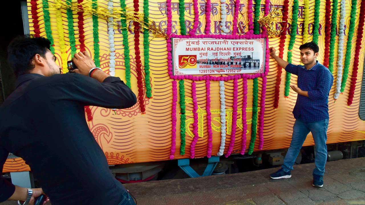 The Rajdhani Express (the Delhi-Mumbai one turned 50)  trains will also halt at Palghar now. File pic/Atul Kamble