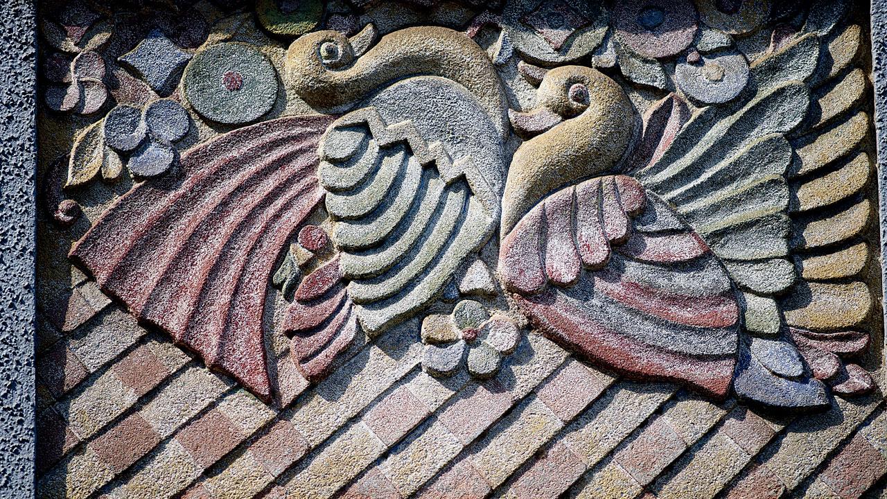 The bas relief at Swastik Court