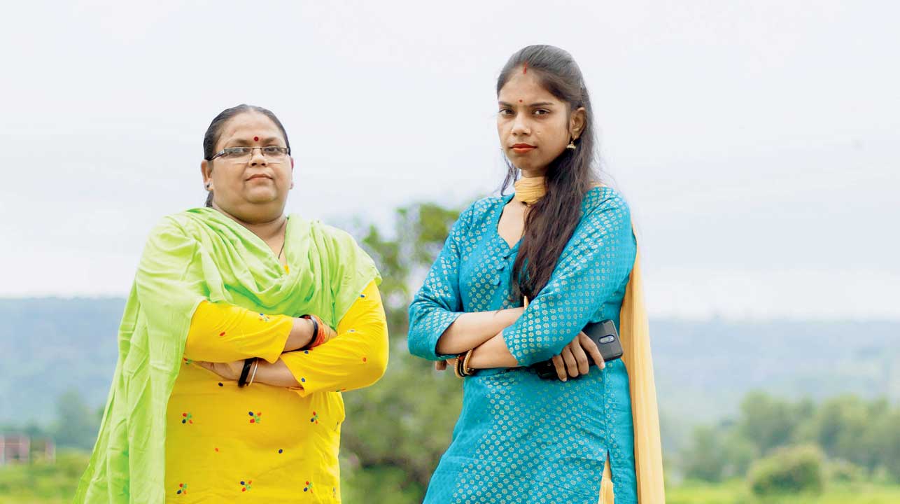 Chitrakoot Collective founder Meera Jatav and journalist Anivarti at Ganesh Bagh, Chitrakoot district 