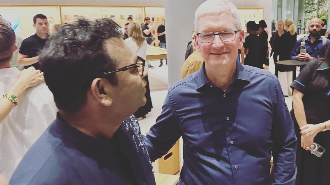 Legendary musician AR Rahman was also at the event and met Mr Cook. Rahman took to his  Instagram handle to share a candid picture and wrote, 