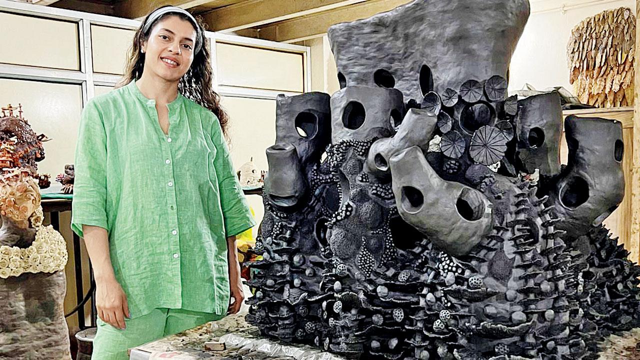 Vinita Mungi with a piece in progress