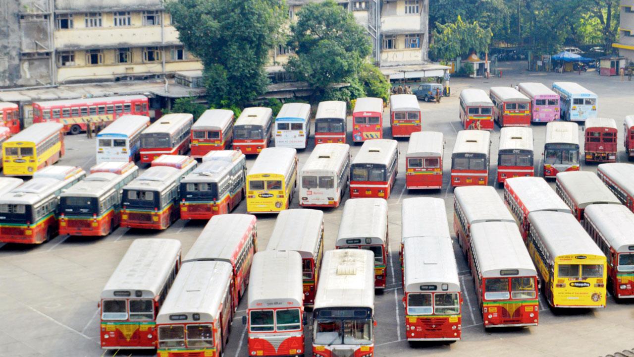 Brihanmumbai Electric Supply and Transport buses at the Wadala depot on October 11, 2021. File pic