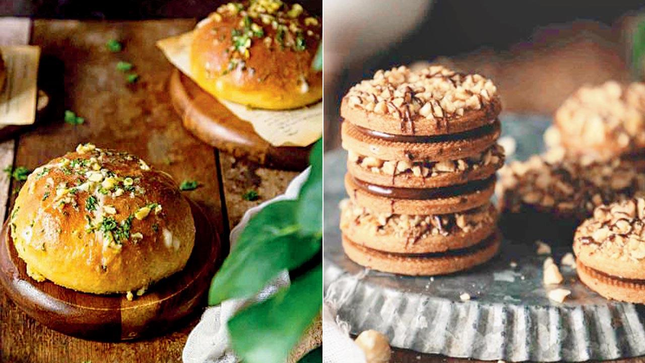 Korean buns; (right) mocha cookies with hazelnut. Pics Courtesy/Bakebetterpro