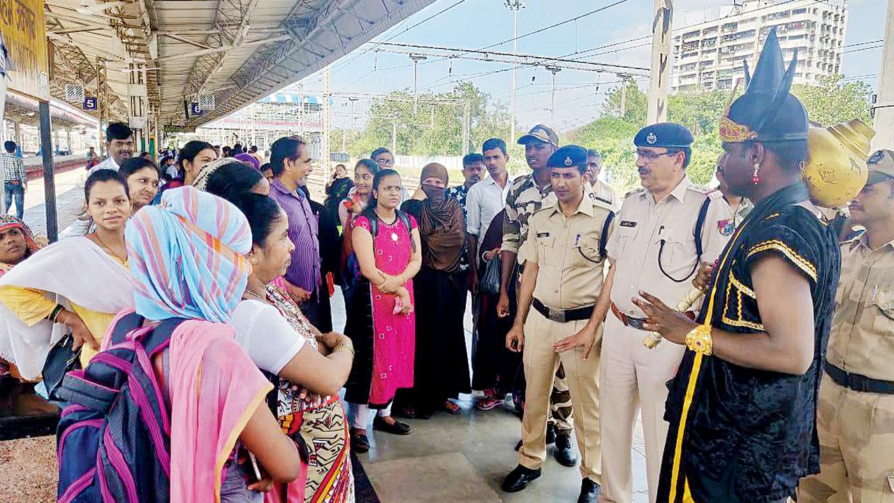 ‘Yamraj’ counsels people who were caught crossing rail tracks