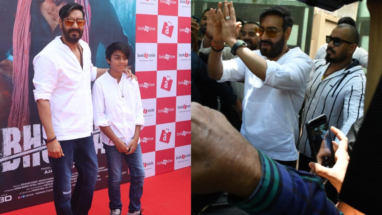 IN PHOTOS: Ajay Devgn with his son Yug at the private screening of 'Bholaa' 