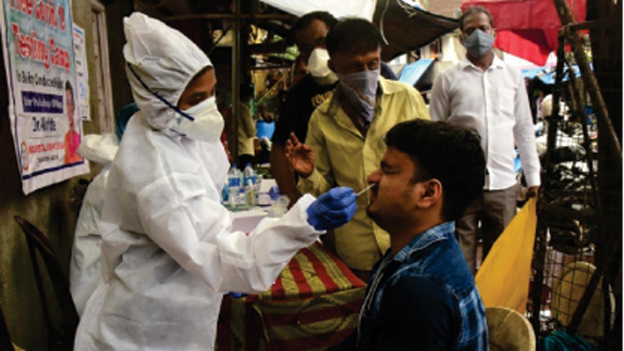 An individual is tested for COVID-19 at Mahim on September 18, 2020. File pic