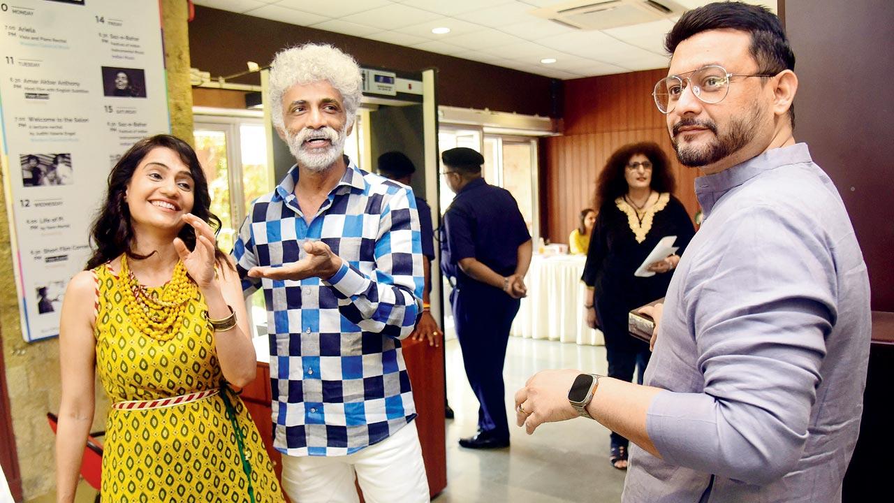 Amruta Subhash, Makrand Deshpande and Swapnil Joshi. Pics/Shadab Khan