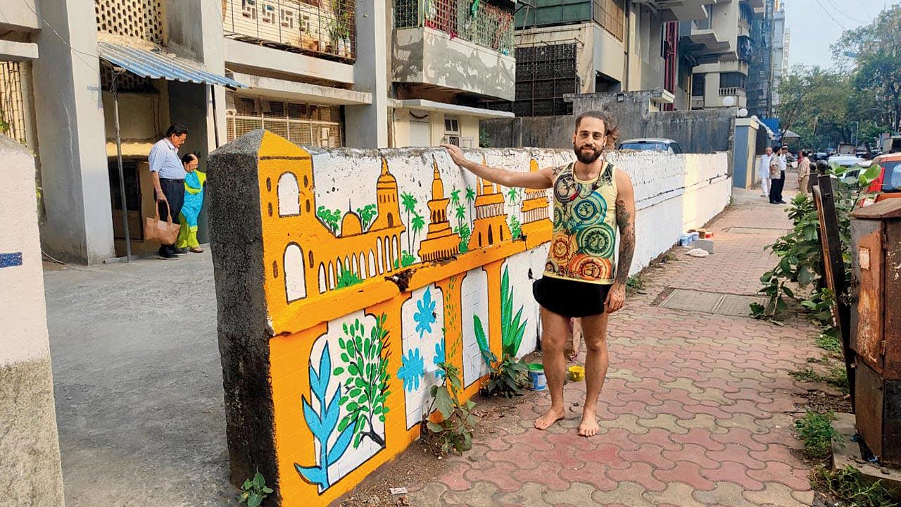 A mural by Shimon Shapira and 3 Art House on Third Road, Khar