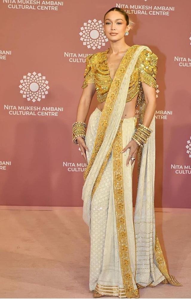 Gigi took to Instagram and shared details, 'this masterpiece designed by @abujanisandeepkhosla this Chikankari sari was made in the Lucknow region of India.'