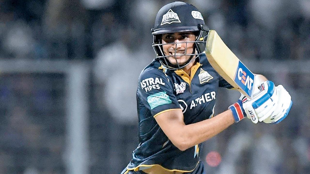 Shubman Gill during his 49 on Saturday. Pics/PTI, AFP