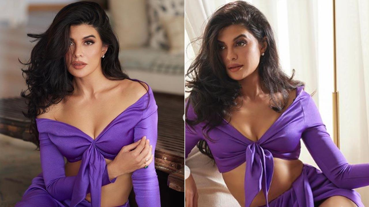 Jacqueline Fernandez oozes oomph in lavender crop top, thigh-high ...