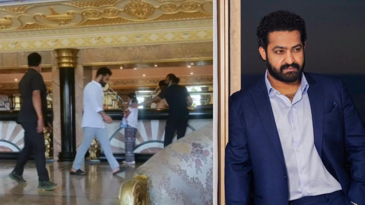 Jr. NTR visits the sets of Allu Arjun's ‘Pushpa 2' at Film City in Hyderabad