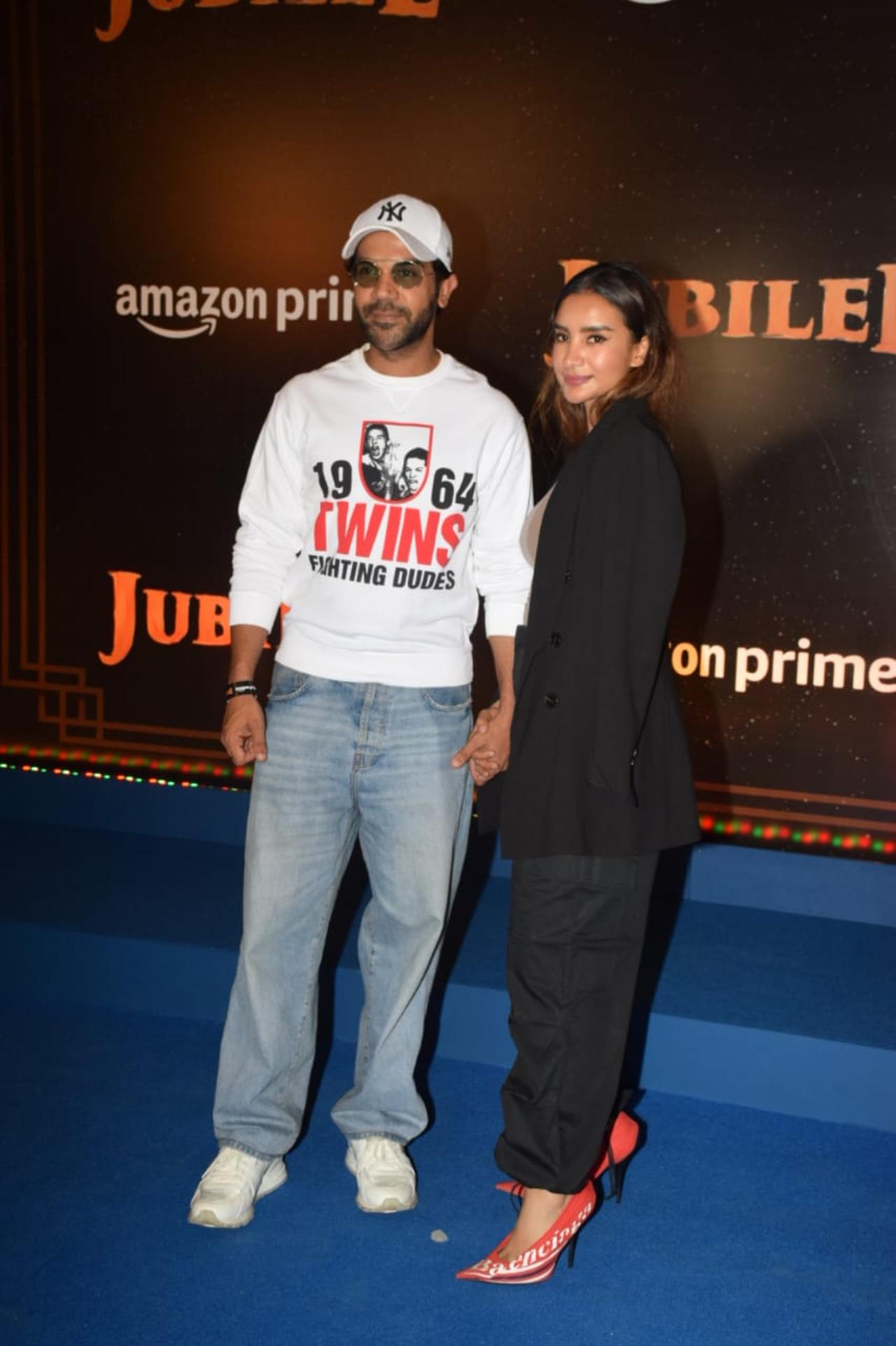 Rajkummar Rao and Patralekhaa kept it casual as they arrived for the screening