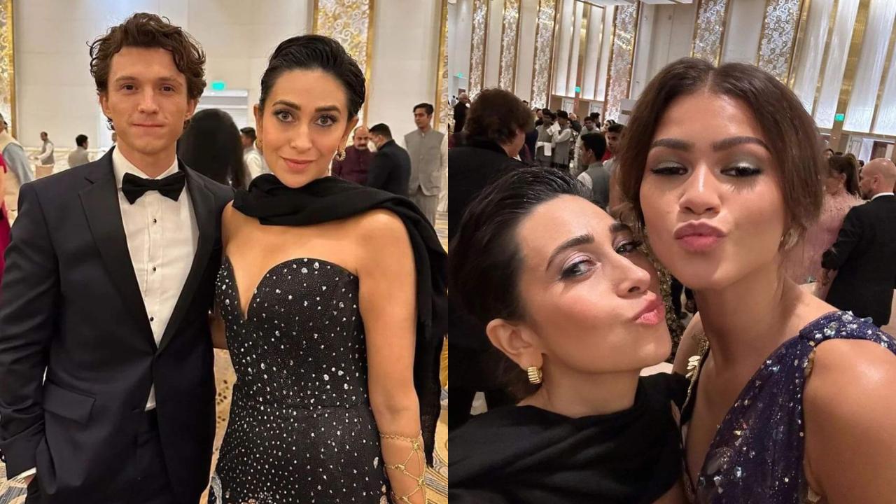 Karisma Kapoor posed with Tom Holland and also got Zendaya to do a pout with her as they clicked a selfie