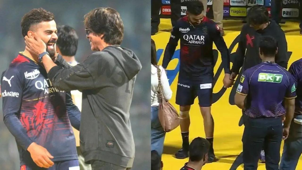 After KKR registered a remarkable win against the RCB on Thursday at Kolkata's iconic stadium, Eden Gardens, the KKR team's co-owner, SRK entered the ground and met all the players. He also interacted with former RCB skipper, Virat Kohli. Several images and videos from Thursday's evening fixture went viral. In one of the clips, SRK is seen getting excited at spotting Kohli. He went over to him and gave him a tight hug. SRK also convinced Kohli to try the viral steps from the 'Jhoome Jo Pathaan' song from his blockbuster 'Pathaan'. Read full story here