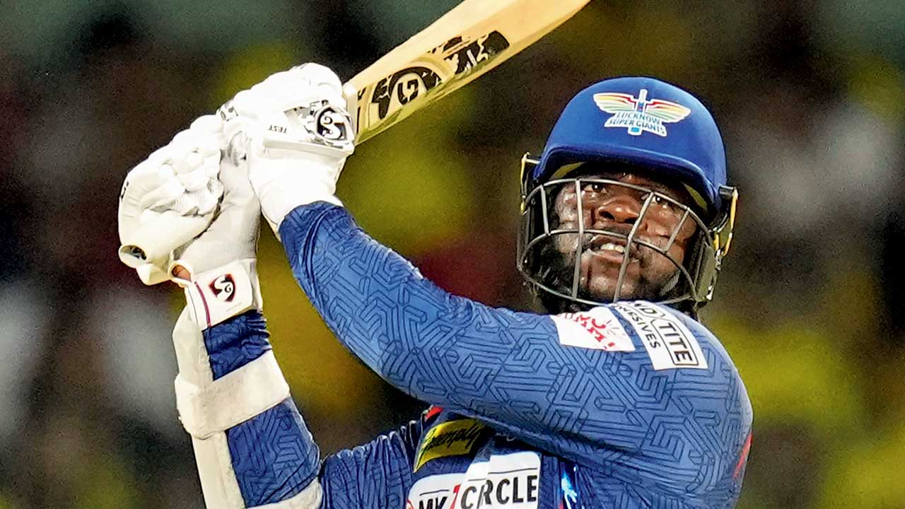 LSG opener Kyle Mayers in full flow against CSK at Chepauk on Monday. Pic/PTI