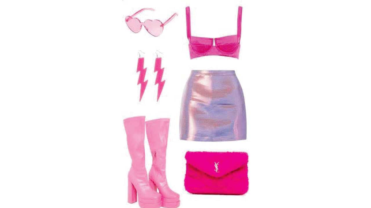 Glam up a Barbie Land  look with high boots, a shimmery mini skirt and Y2K-inspired accessories. Representation pic