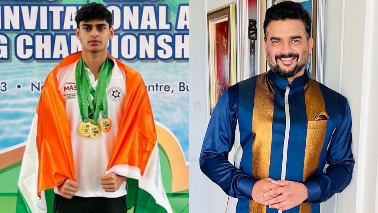 Bollywood actor R Madhavan would surely be on cloud nine as his athlete son, Vedaant Madhavan has won not one, two or three, but five gold medals at the 2023 Malaysian Open!On Sunday, proud father Madhavan took to Instagram and shared the good news with his fans and millions of his followers. Alongside the string of lovely photos of his champ, Madhavan wrote, 