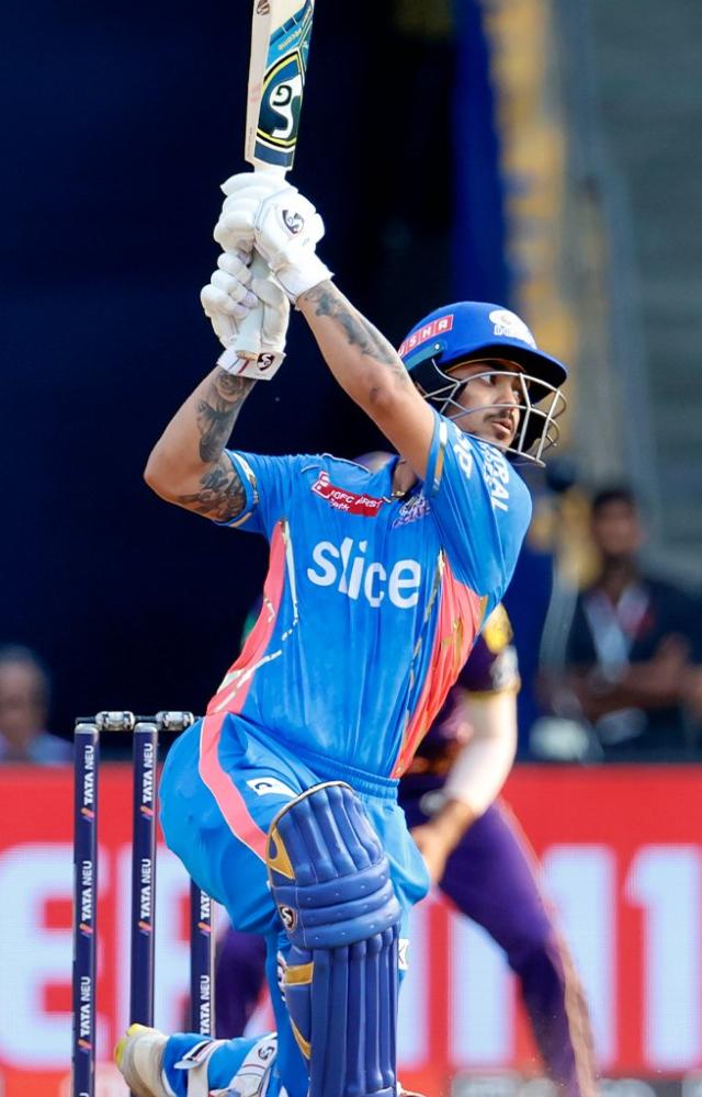 Kishan brought up his fifty in 21 balls with five fours and four sixes. His charge was stopped by Varun Chakravarthy who claeaned him up after 25-ball 58