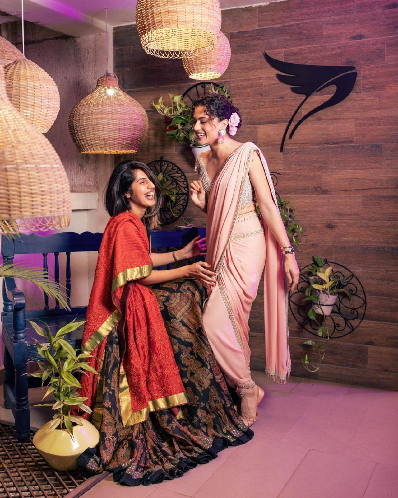 Bollywood actor Taapsee Pannu and her younger sister Shagun Pannu is another lovable duo. While Taapsee Pannu is an actress, Shagun is one of the owners of the brand The Wedding Factory.